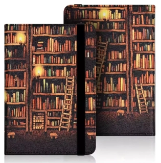 Armori Wraper W006 - univerzální pouzdro na čtečky knih, 6" displej - motiv Bookcase